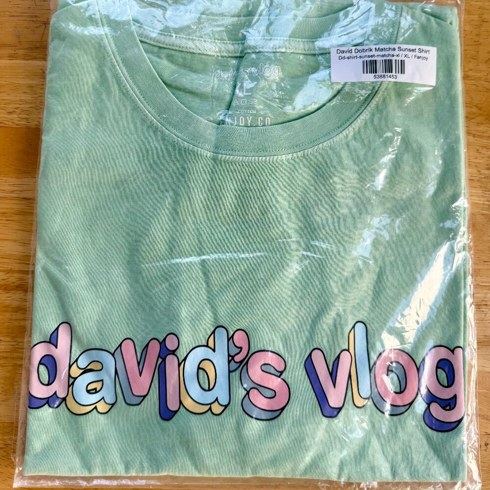 David Dobrik Sunset Matcha/Mint Green  "David's Vlog" XL shirt NWT